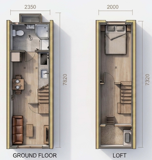 Cider Box ground-floor and loft floorplan