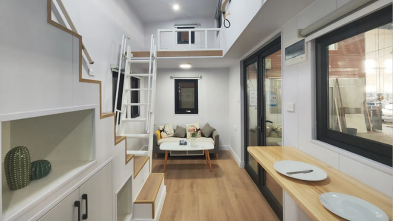 Cider Box living area and second loft access