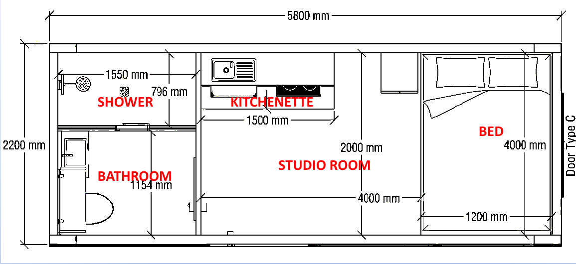 20 Foot Pod floorplan