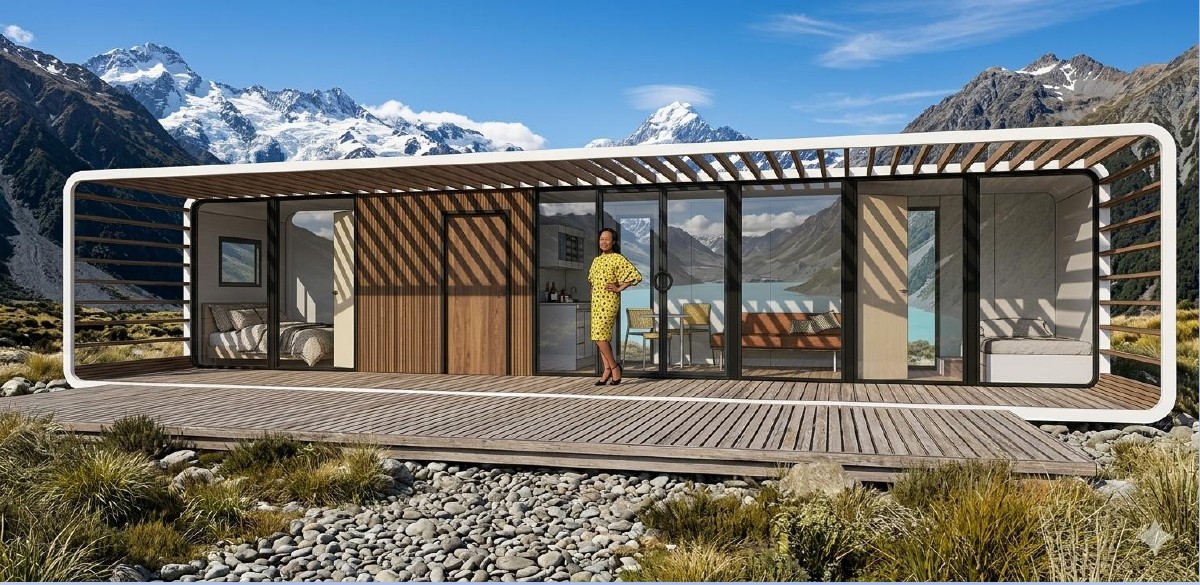 Epic pod home in an alpine landscape