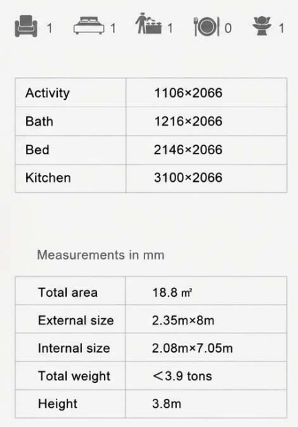 Queensland preliminary room and overall dimensions